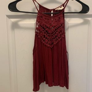 LA Hearts size small burgundy flow crop